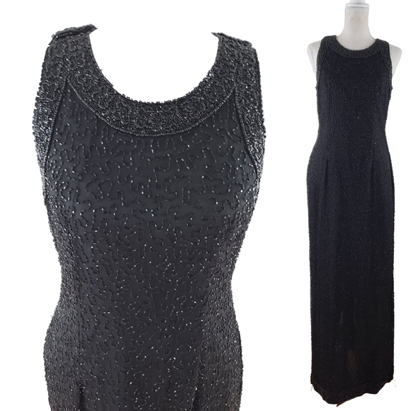 Laurence Kazar Dresses & Skirts - VTG Laurence Kazar Blk Silk Beaded Evening Dress